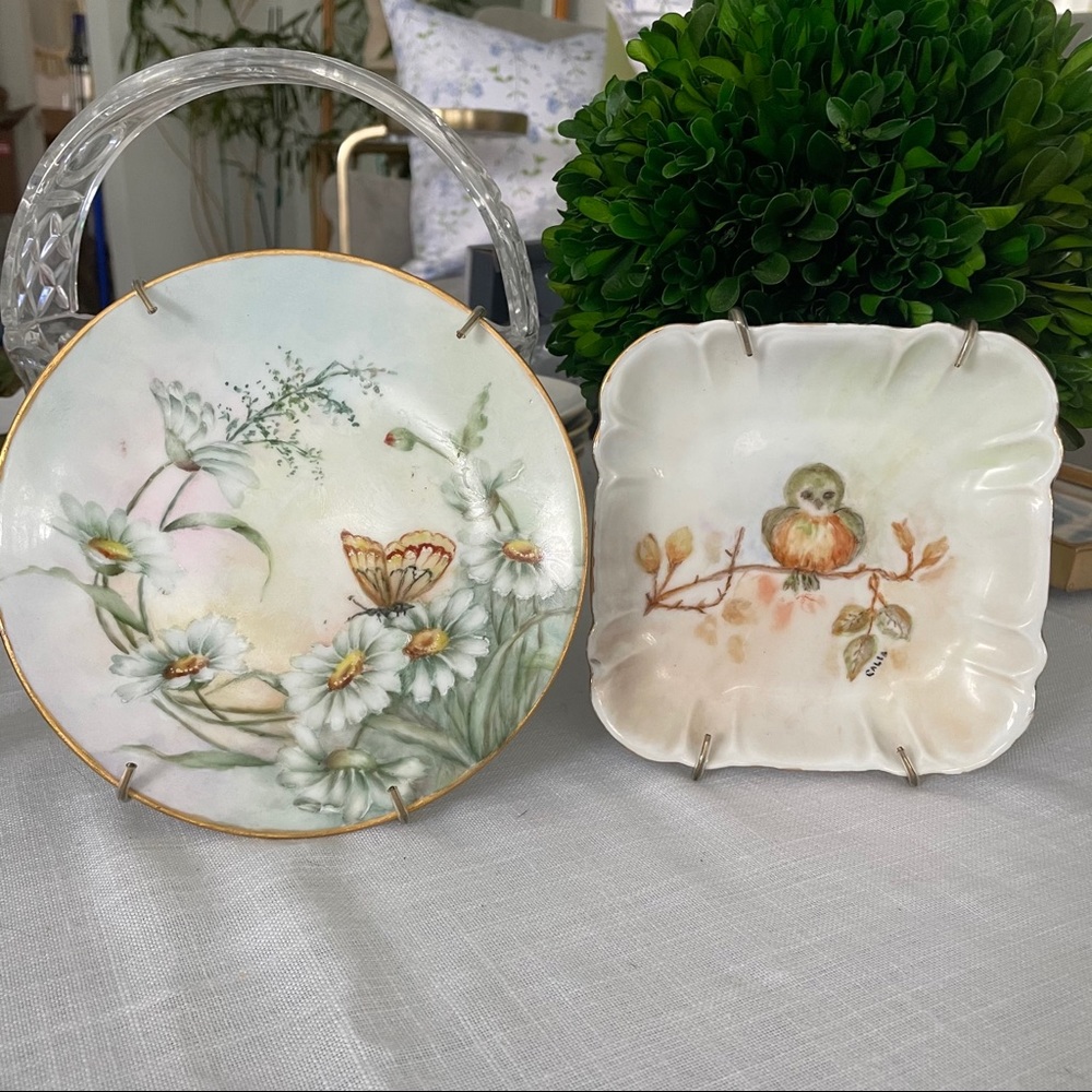 Hand Painted Plates With Wall Hangars